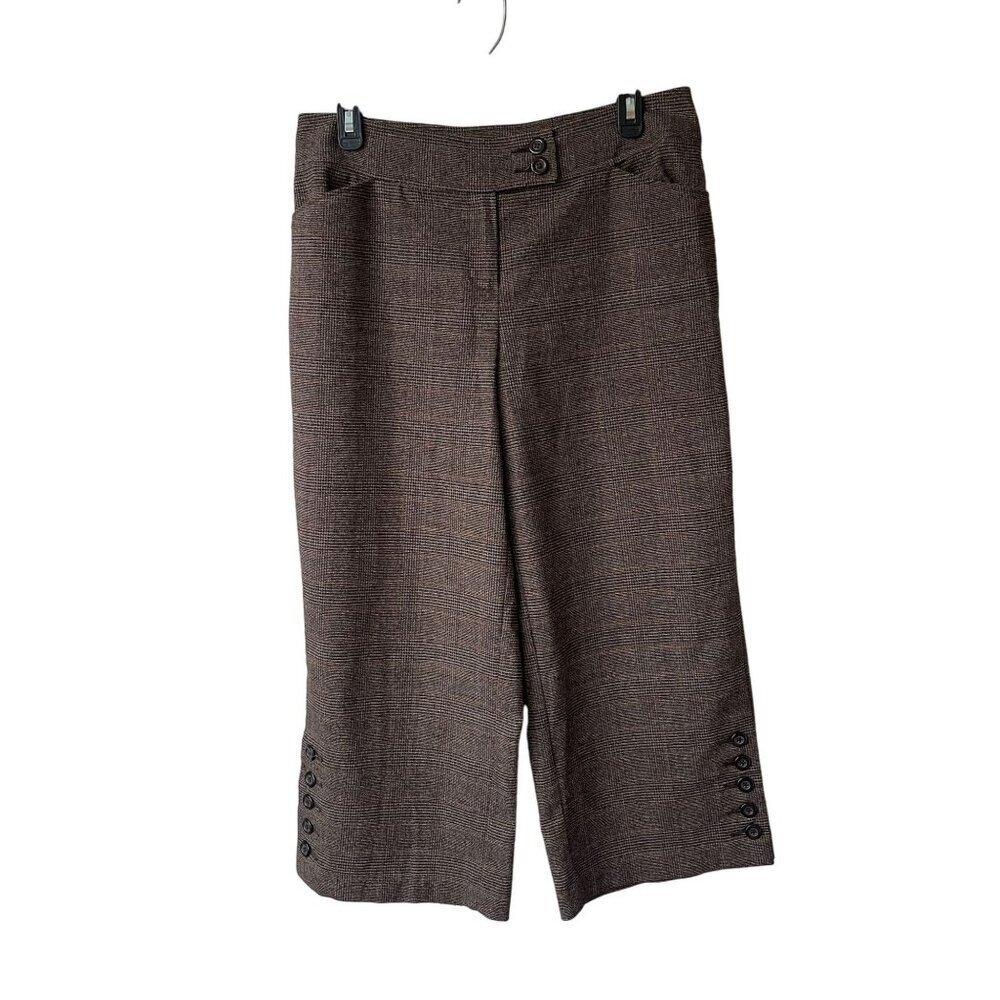 Cabi Womens Culottes Pants Size‎ 6 Brown Plaid Preppy Dark Academia Wide Leg